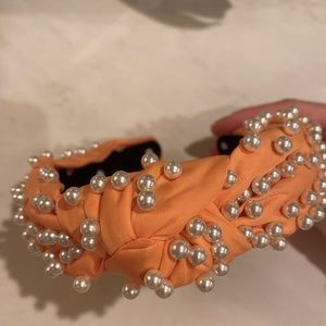 Lele Sadoughi x Stonley Clover peach pearl headband